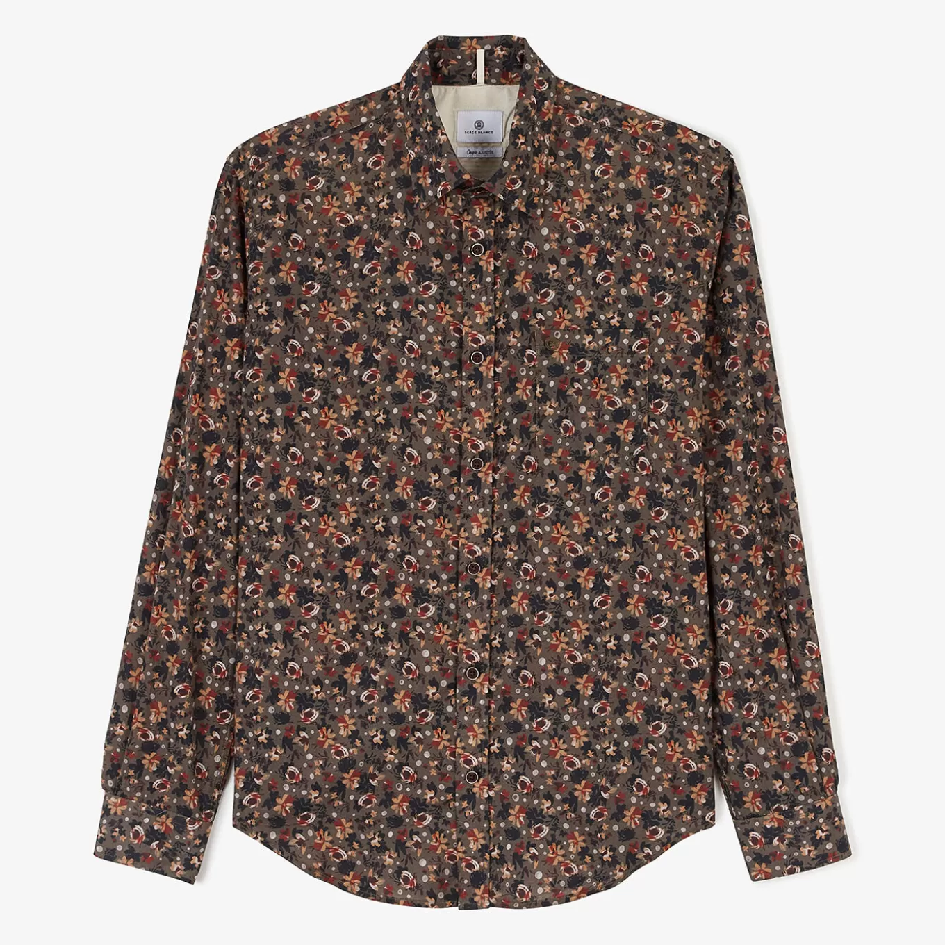 SERGE BLANCO® Shirts^Brown floral fitted shirt