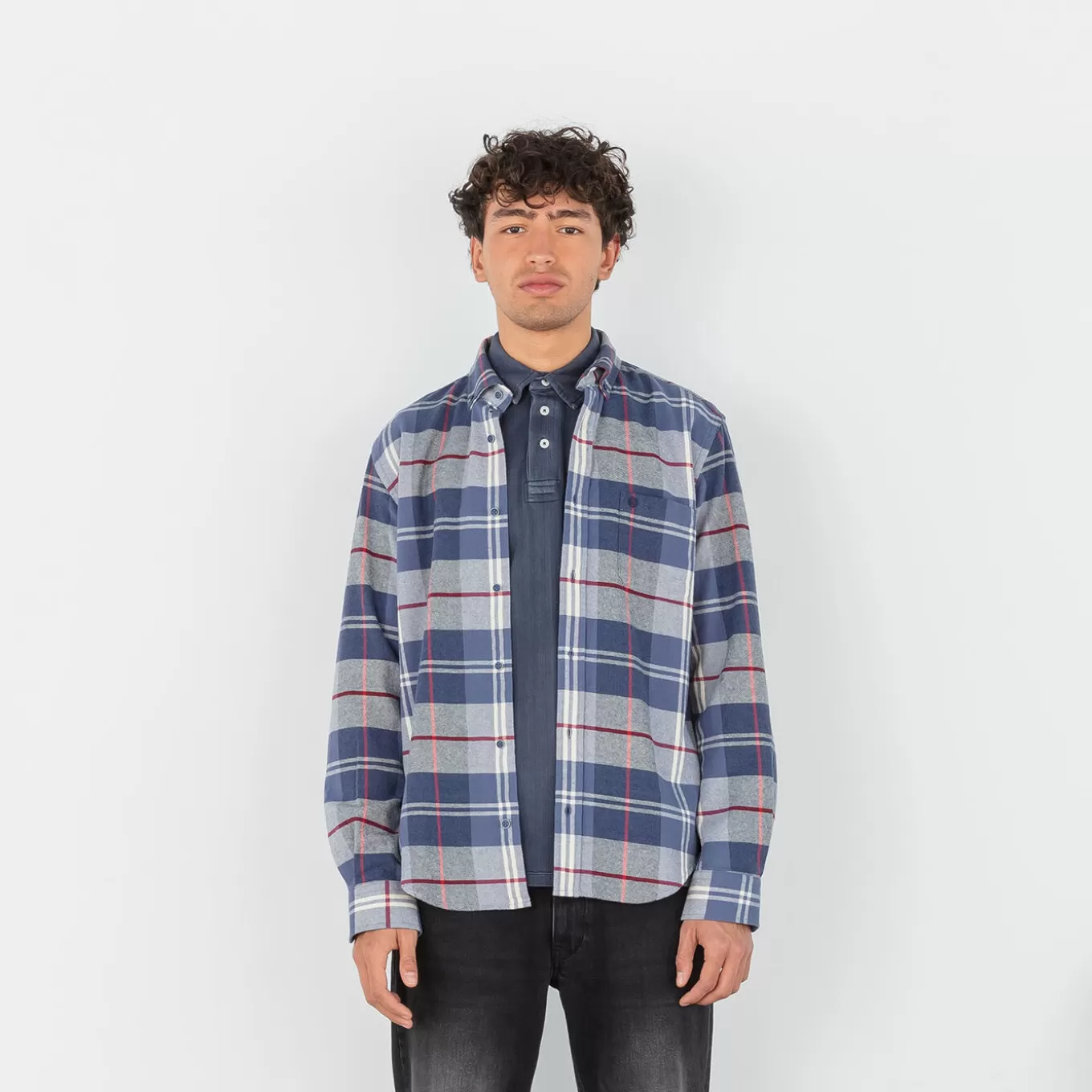 SERGE BLANCO® Shirts^Dark blue plaid shirt