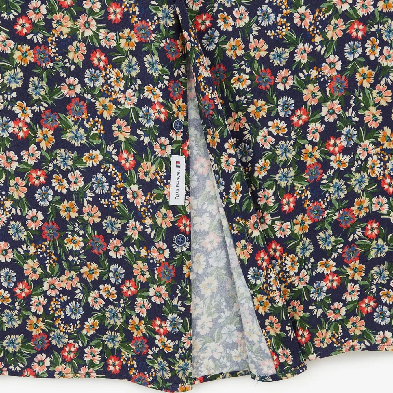 dark_blue_shirt_with_multicolored_floral_print_with_long_sleeves_4.webp SERGE BLANCO® Shirts^Dark blue shirt with multi-colored floral print with long sleeves