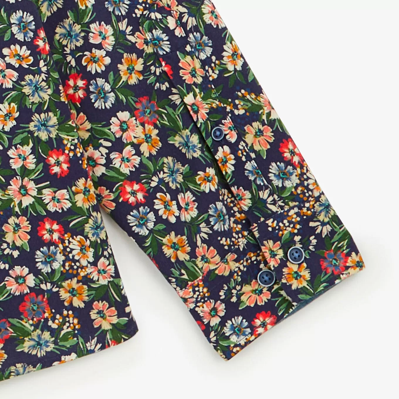 dark_blue_shirt_with_multicolored_floral_print_with_long_sleeves_5.webp SERGE BLANCO® Shirts^Dark blue shirt with multi-colored floral print with long sleeves