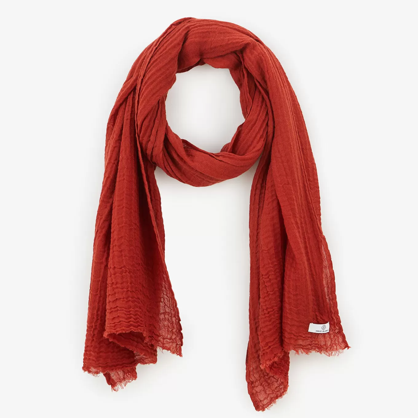 SERGE BLANCO® Scarves And Shawls^Fine scarf in plain waffle wool sienna
