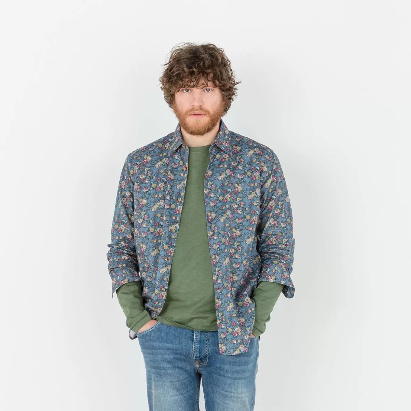 SERGE BLANCO® Shirts^blue floral print shirt