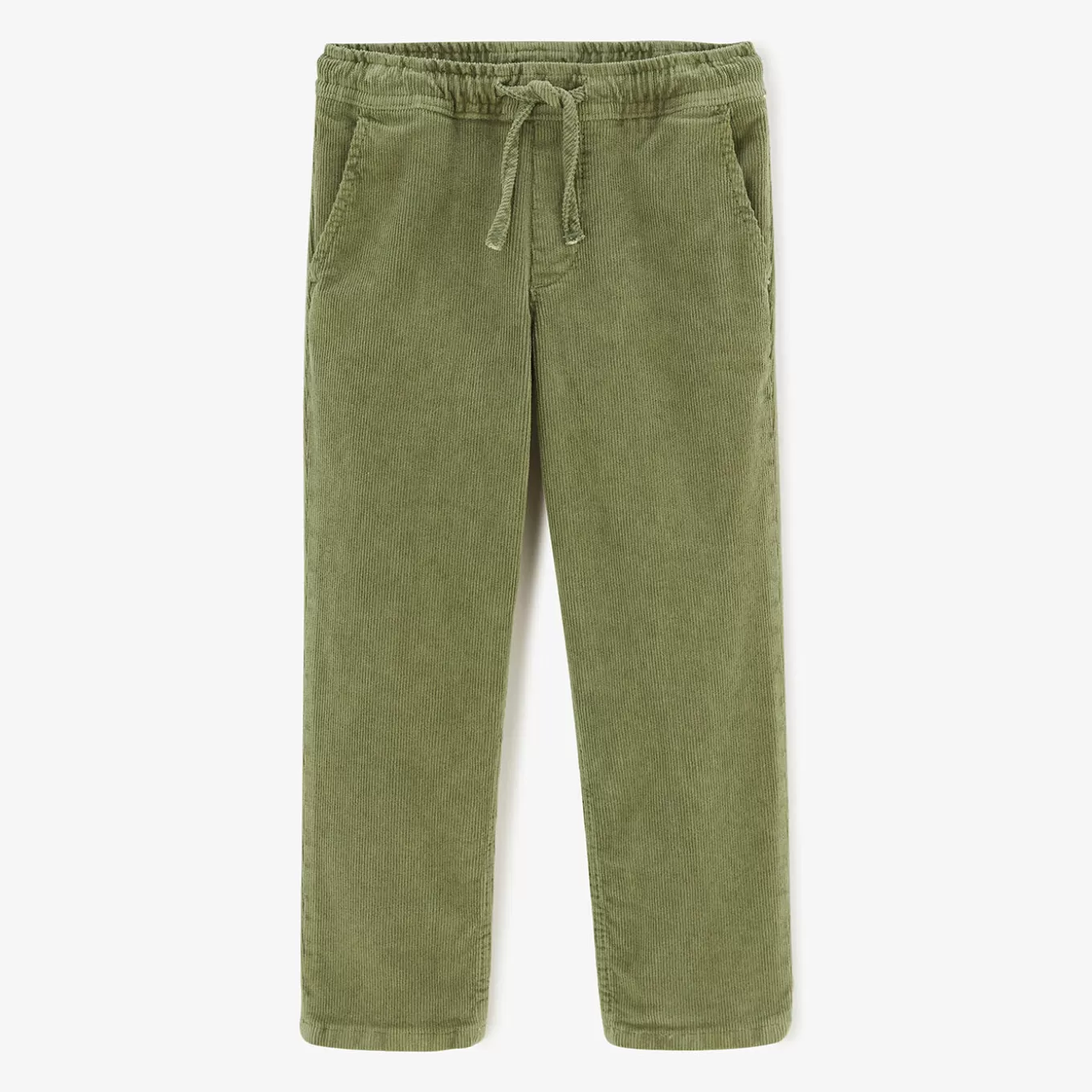 SERGE BLANCO® Pants^734 Junior velvet chinos with elasticated waistband in military green