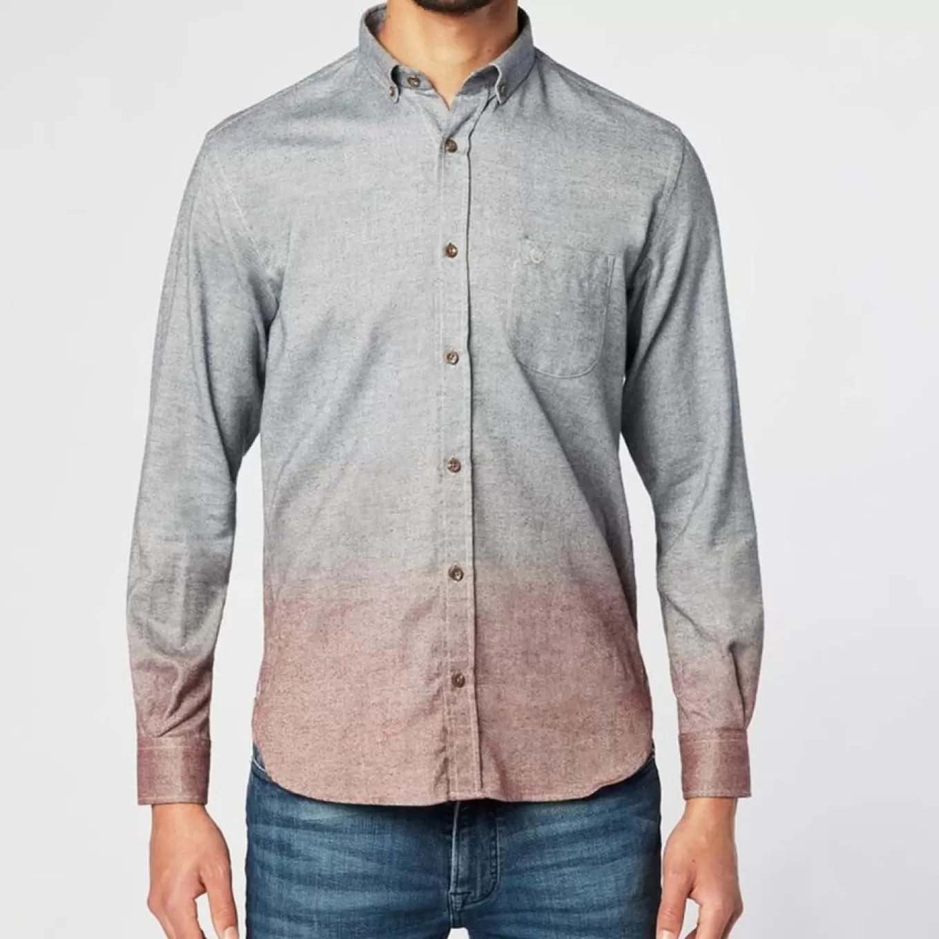 SERGE BLANCO® Shirts^Long Sleeve Shirt with Ba Collar in Faux Plain Fabric