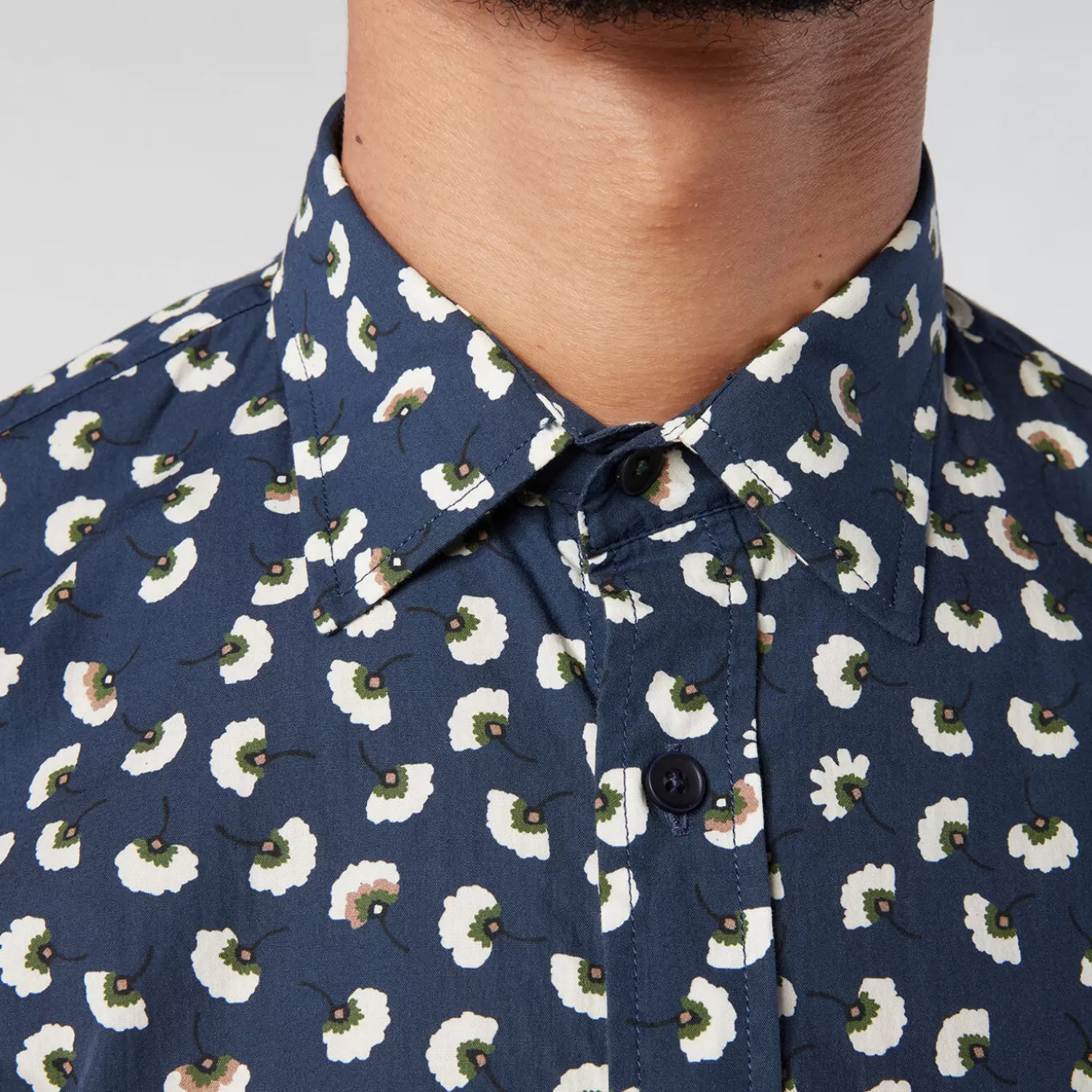 SERGE BLANCO® Shirts^Men's navy floral slim fit shirt
