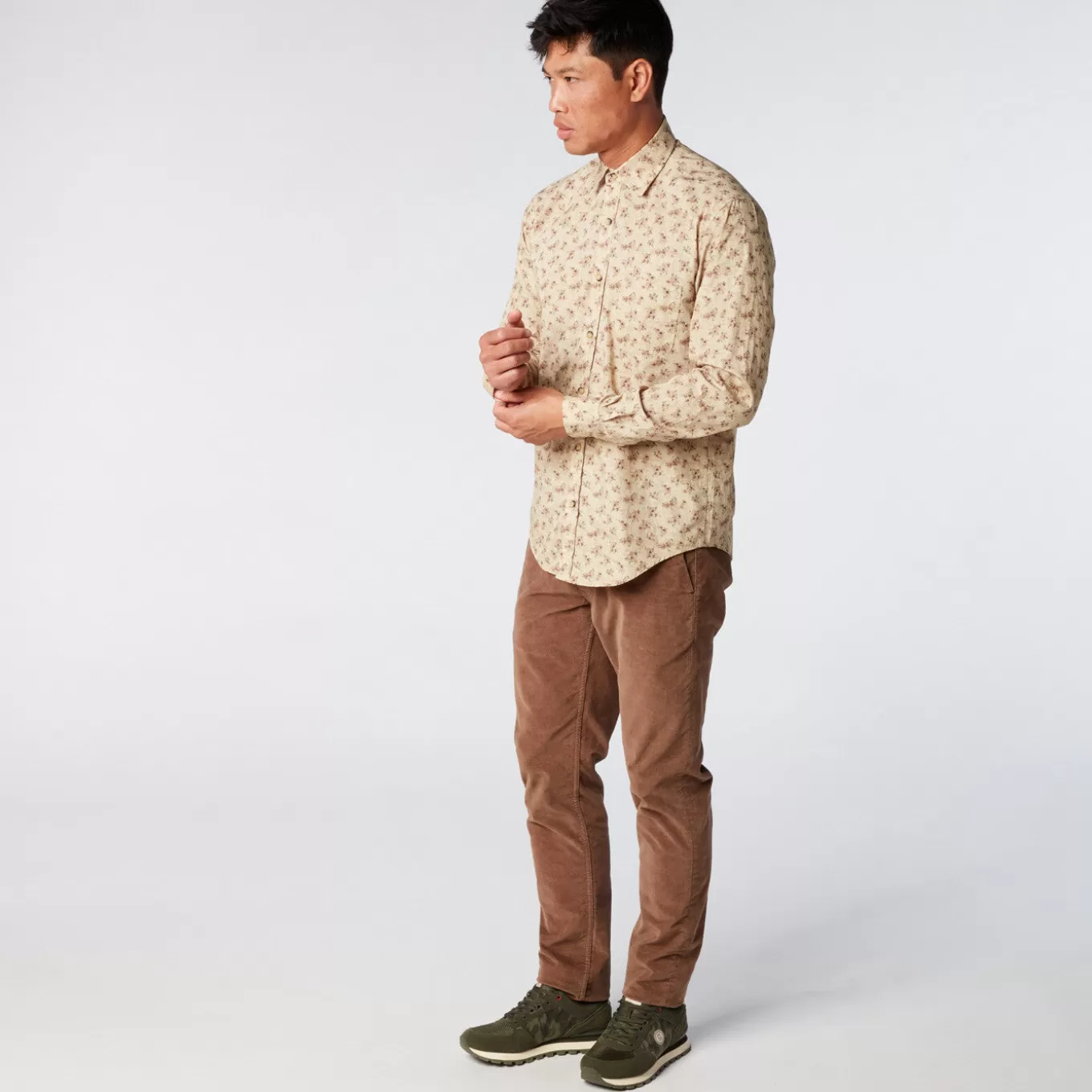 SERGE BLANCO® Shirts^Men's yellow vintage flower print slim fit shirt