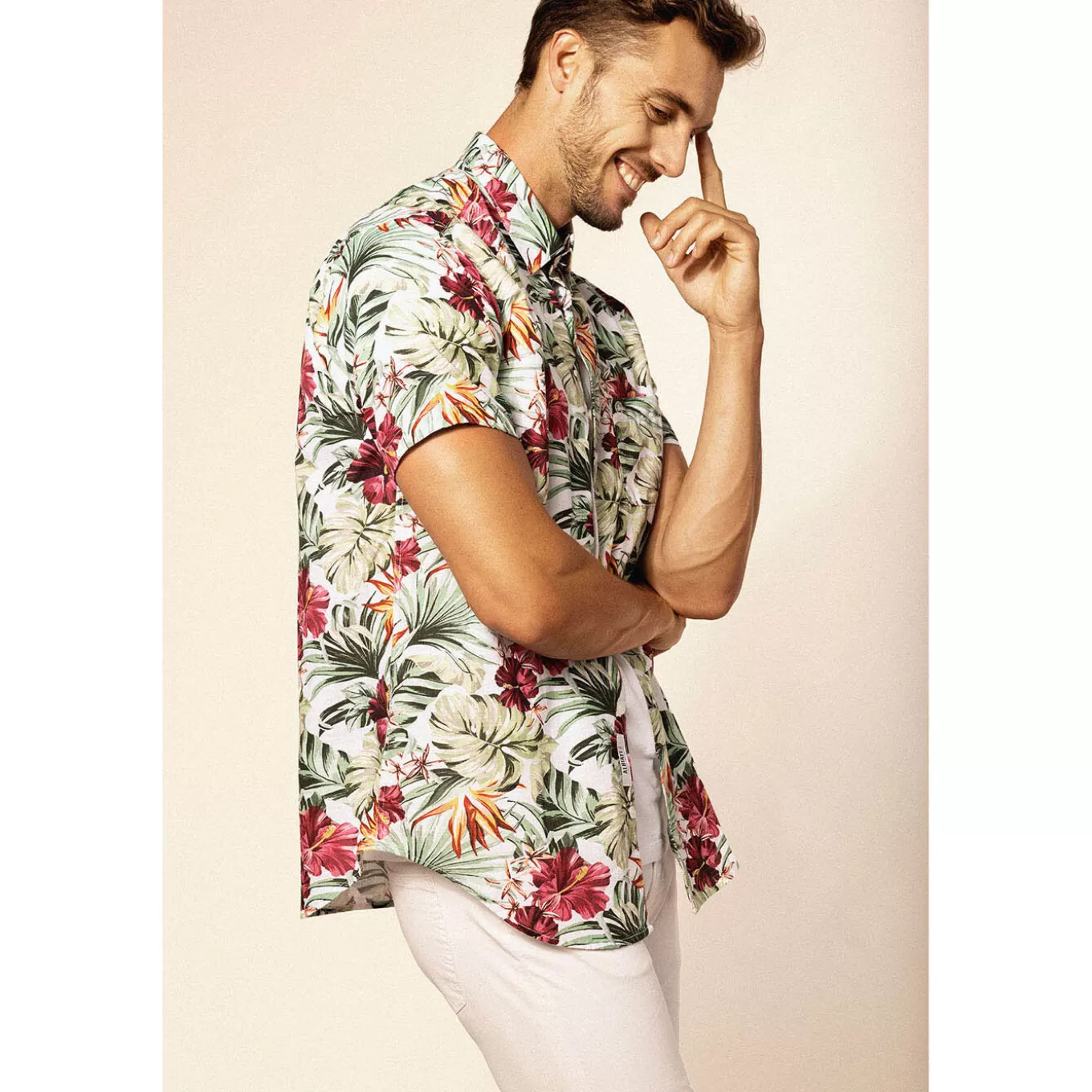 SERGE BLANCO® Shirts^Organic Cotton Floral Print Short Sleeve Shirt