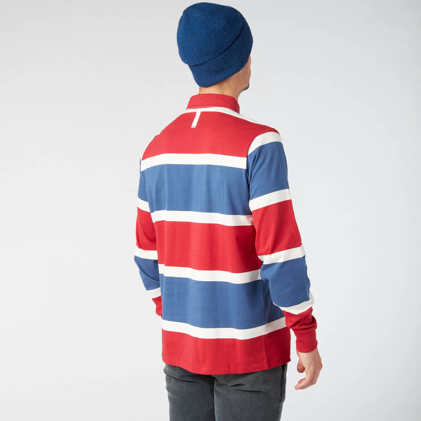 play_rugby_polo_shirt_with_red_tricolor_stripes_3.webp SERGE BLANCO® Polo Shirts^Play rugby polo shirt with red tricolor stripes