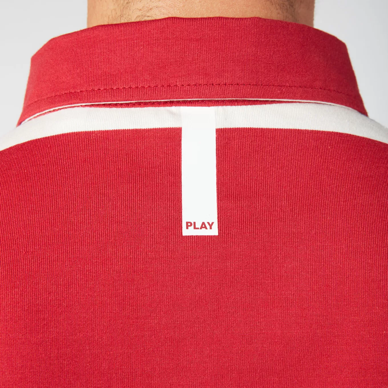 play_rugby_polo_shirt_with_red_tricolor_stripes_4.webp SERGE BLANCO® Polo Shirts^Play rugby polo shirt with red tricolor stripes