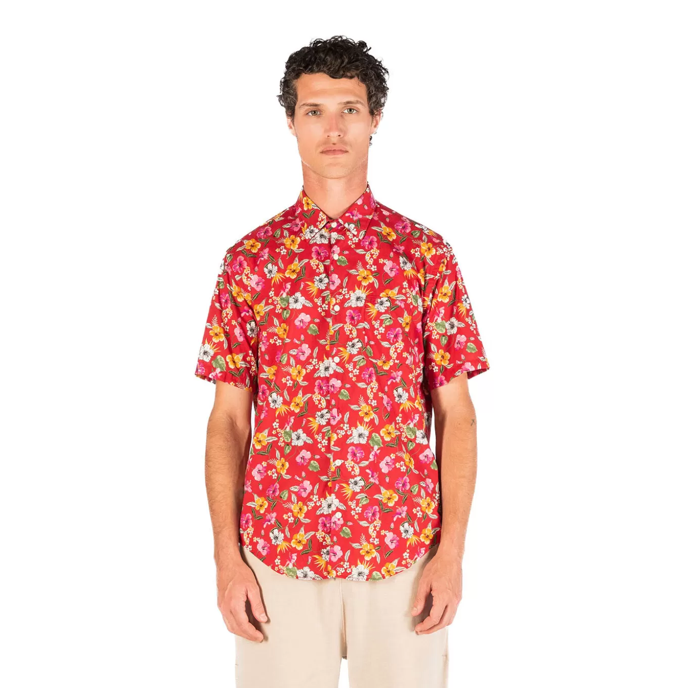 SERGE BLANCO® Shirts^Regular red short-sleeved shirt with floral print