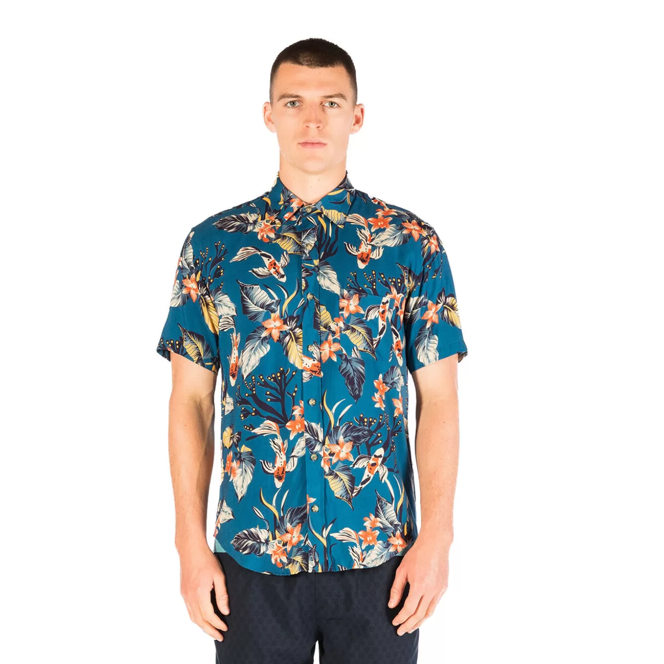 SERGE BLANCO® Shirts^Regular short-sleeved shirt in e with coral print