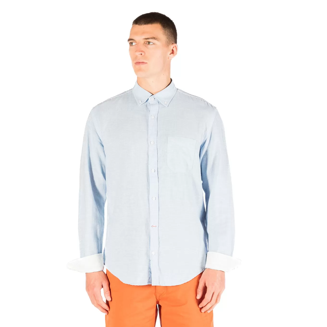 SERGE BLANCO® Shirts^Regular sky blue shirt in linen and cotton weave