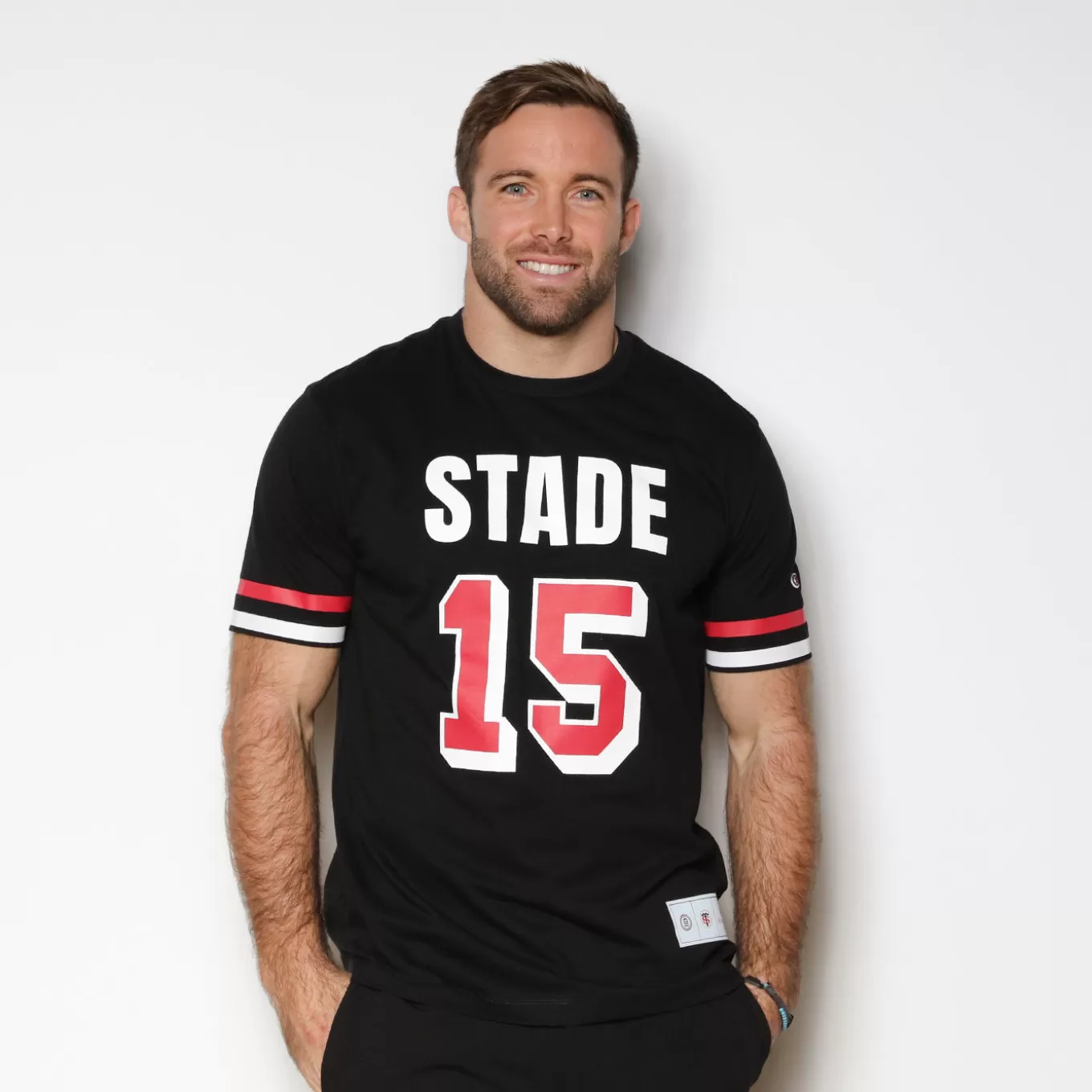 SERGE BLANCO® Capsule Toulouse Stadium^Stade Toulousain black print t-shirt