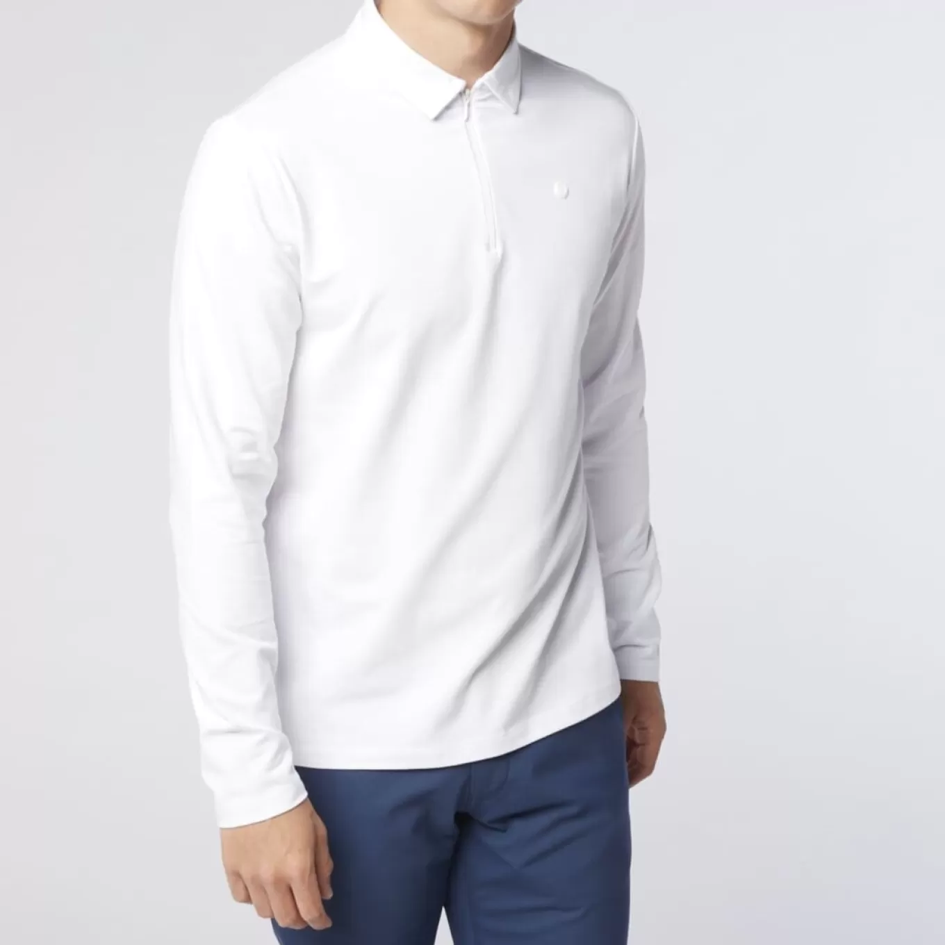 SERGE BLANCO® Polo Shirts^White 3/4 zip long sleeve polo shirt