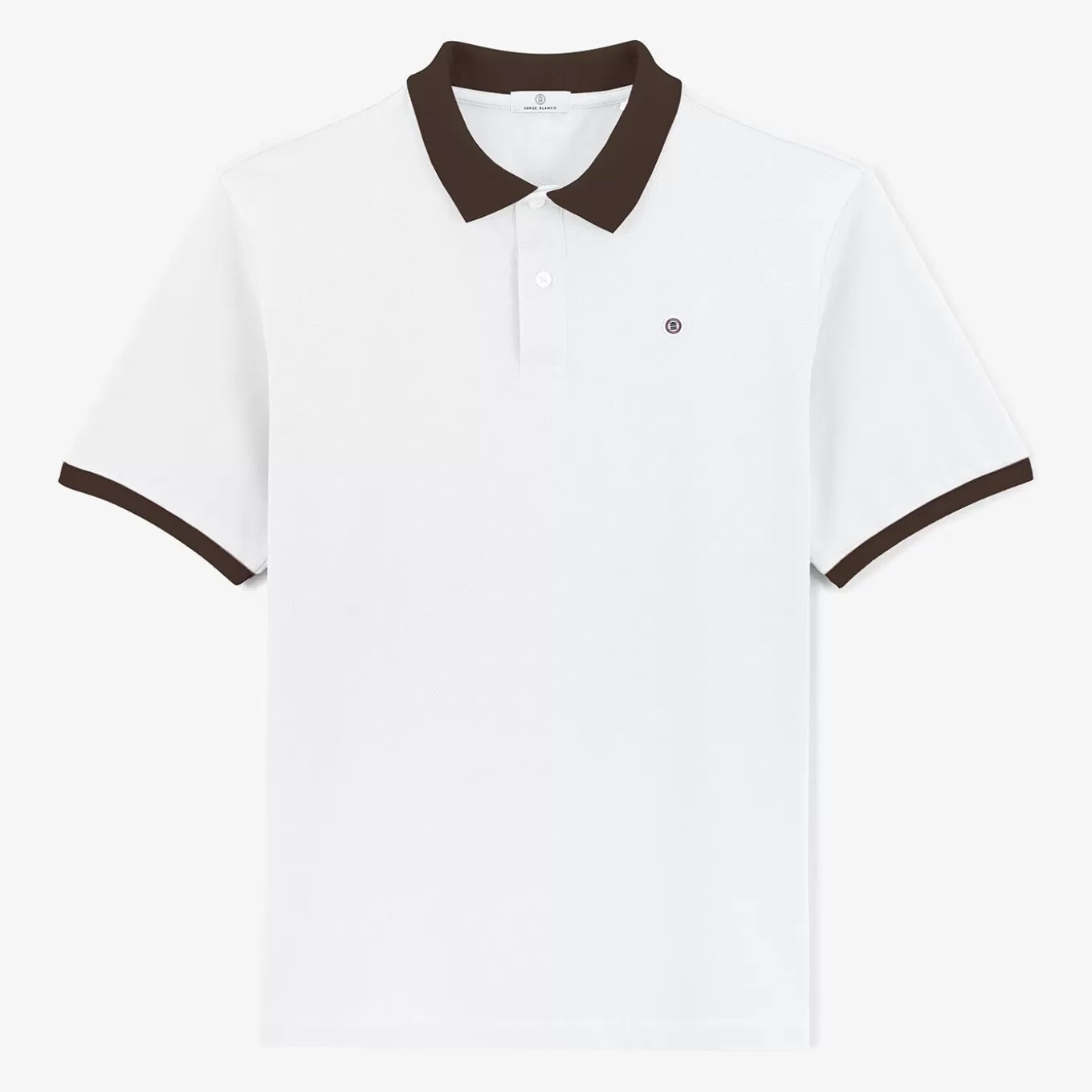 SERGE BLANCO® Polo Shirts^White pique knit polo shirt with contrasting collar