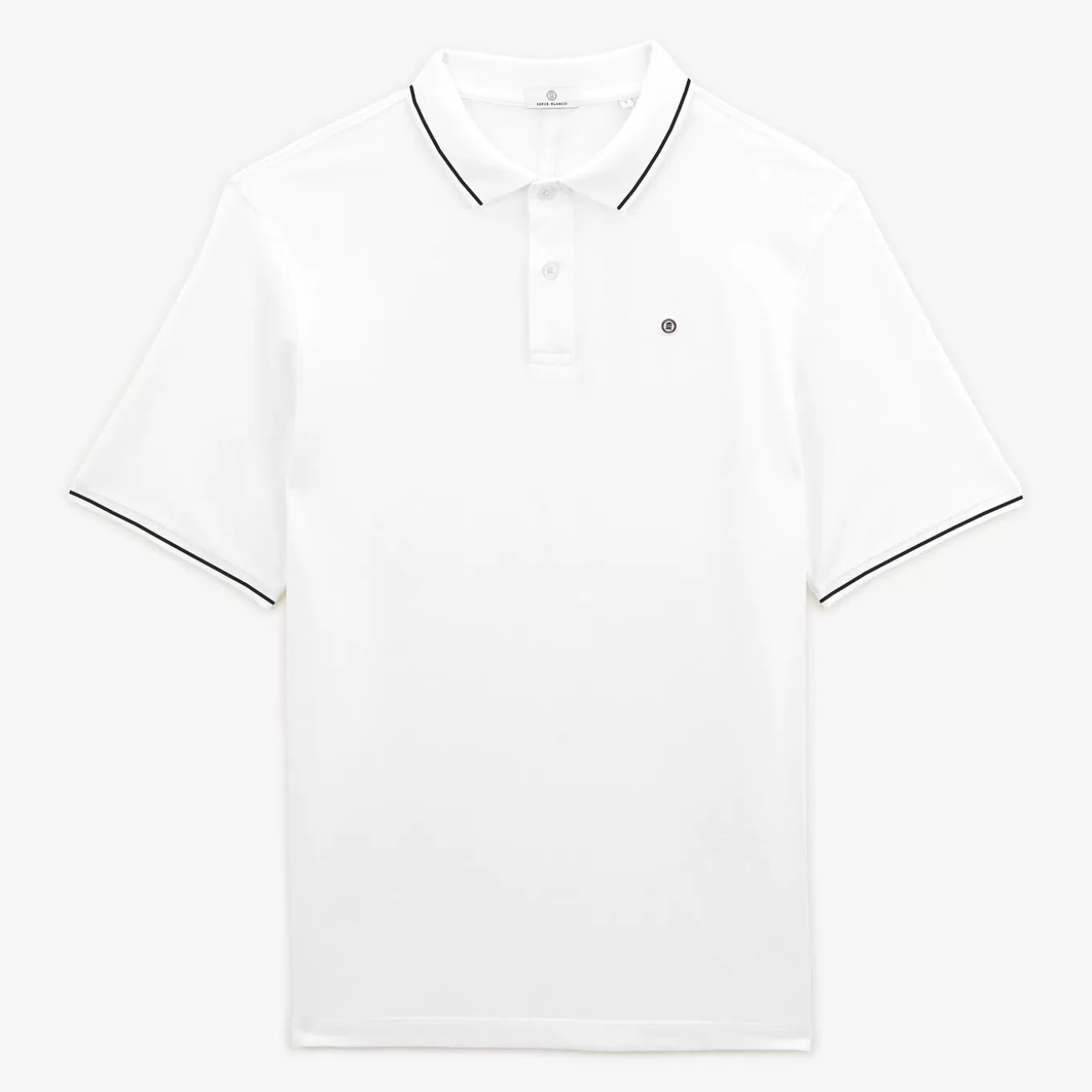 SERGE BLANCO® Polo Shirts^White pique knit polo shirt with piping